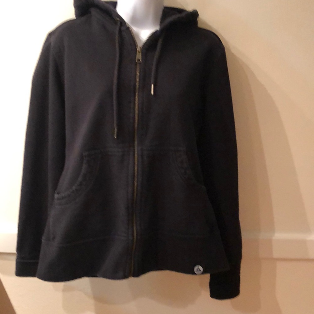 American Giant hooded front zipper sweatshirt.